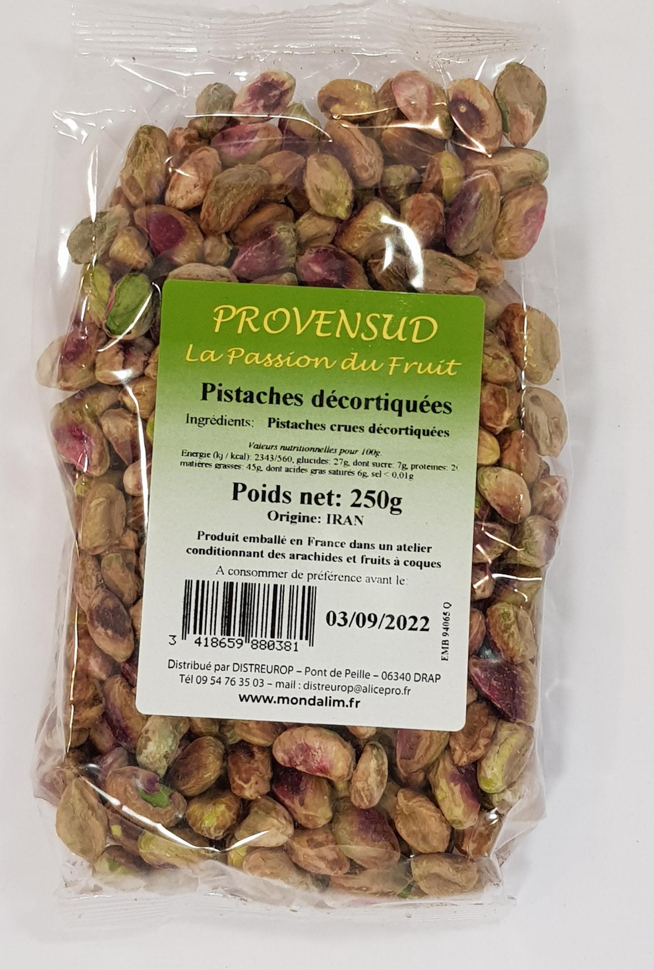 Pistache crue décortiquée sachet 250 gr