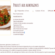 Recette poulet aux aubergines