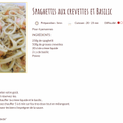 Recette spaghetti aux crevettes et basilic